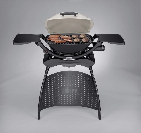 Weber Q2000 Gas Grill with Stand + Side Tables, 54 x 39cm Cooking Area, Portable, 1 Burner, 2-Piece Porcelain-Enamelled Cast Iron Cooking Grates, Aluminum Cast Lid & Body - Black (53010374) - Image 8
