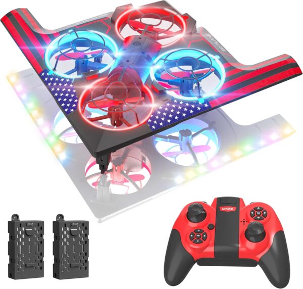 B2 Form Drone for Kids, RC Airplane with Red & Blue Lights, Altitude Hold, 3D Flip, Headless Mode, Propellers Full Protect and 2 Modular Batteries, Indoor RC Plane Toys Gifts for Boys and Girls - Image 2