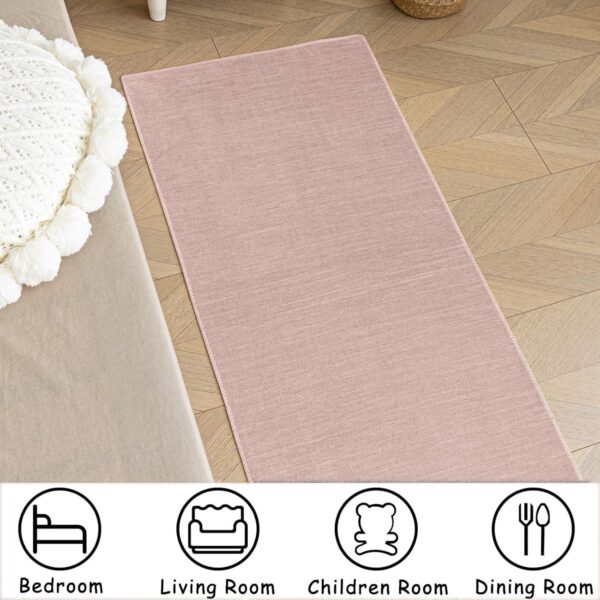 Ceneco Rugs Living Room,Pink Short Pile Rugs for Bedroom,Washable Rug for Office, Non Slip Area Rug for Indoor Lounge,Soft Low Pile Kitchen Carpet (Pink, 140×200cm) - Image 7