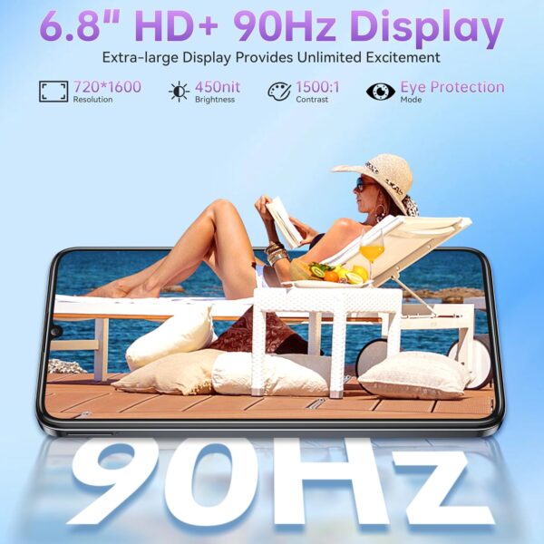 OUKITEL C51 Mobile Phones Sim Free Unlocked, 6.8" HD+ Display Smartphone 18GB+128GB/1TB, Android 14 Mobile Phones Dual Sim 4G, 13MP+5MP Camera, 5150mAh, Fingerprint+Face Unlock, OTG/GPS/Blue - Image 6