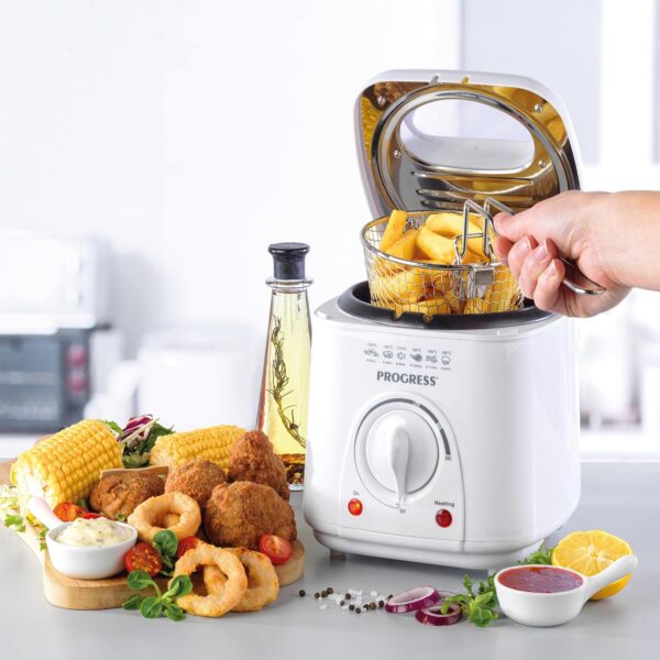 Progress EK2969P Electric 1L Mini Deep Fat Fryer - Removable Cooking Basket, Easy Clean, Non-Slip, Variable Temperature Control to 190°, Non-Stick Oil Tank, Detachable Handle, Countertop Chip Pan - Image 12