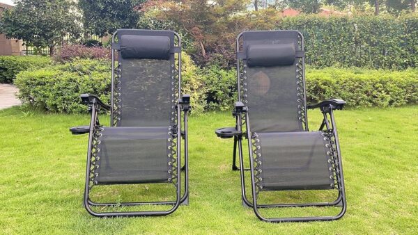 Sedol Zero Gravity Chairs Set of 2 - Heavy Duty Textoline Outdoor Gravity Chair - Reclining & Folding Garden Chairs with Cup Holder and Headrest - Sun Loungers for Garden, Decking, and Patio (Brown) - Image 10