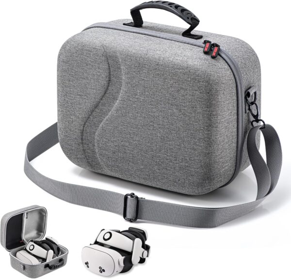 Large Carrying Case for Meta Quest 3S/Quest 3, Hard Travel Case for BOBOVR S3 Pro/Kiwi Design Battery Head Strap, Controllers and Other Accessories, Portable Travel Bag for Oculus Quest 3S/3, Gray - Image 2