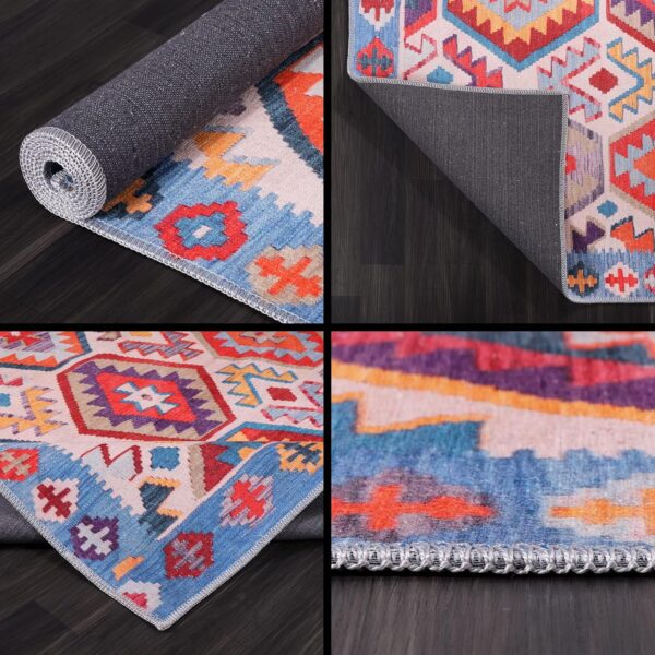 NETLINE HOME Machine Washable Area Rugs For Kitchen, Bedroom, Dining and Living Room | Kid Pet Friendly Rug | Oriental Design Carpet | Low Pile | Non Slip (Multicolor 2, 120X180 CM) - Image 7