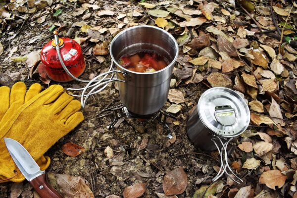 DZRZVD Camping Cups and Mugs Pot 2Pcs -304 Food Grade Stainless Steel - Outdoor Cookware Set with Vented Lid -33oz Big+24oz Small for Backpacking Picnic Hiking - Image 4