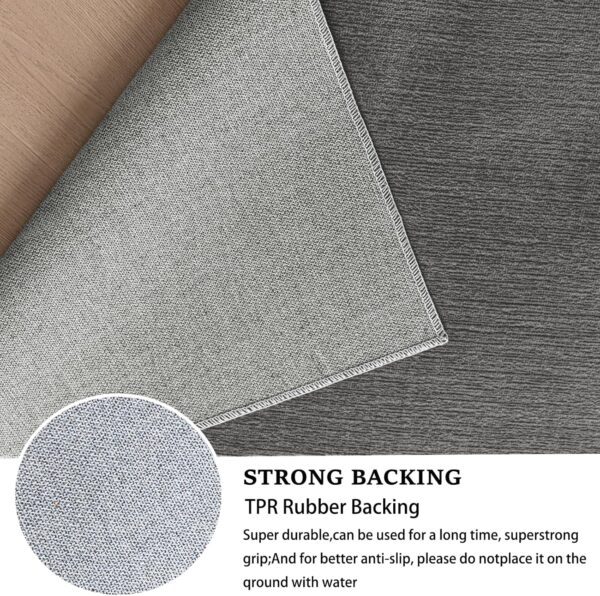 Evitany Small Grey Bedroom Rug Anti-Slip Soft Rugs Washable Area Rugs for Bedroom Kitchen Lounge(Dark Grey,60x90 cm) - Image 4