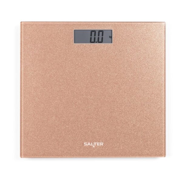 Salter Digital Bathroom Scale - Electronic Digital Bodyweight Scale, Glitter Rose Gold Platform, 180kg/28st 8lb, LCD Large Display, Step On Instant Accurate Readings, Slim Storage, Includes Battery - Image 2