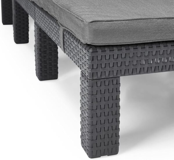 Allibert by Keter Daytona Deluxe Outdoor Garden Sun lounger - Graphite with Grey Cushions - Image 9