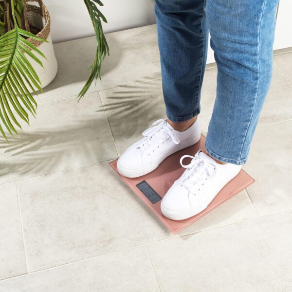 Salter Digital Bathroom Scale - Electronic Digital Bodyweight Scale, Glitter Rose Gold Platform, 180kg/28st 8lb, LCD Large Display, Step On Instant Accurate Readings, Slim Storage, Includes Battery - Image 5