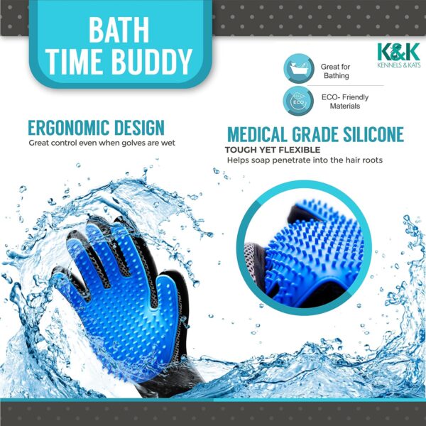 KENNELS & KATS Pet Grooming Glove | Pet Brush Glove | Premium De-shedding Glove for Easy, Mess-free Grooming with 260 Tips | Grooming Mitt For Dogs, Cats, Rabbits & Horses with Long/Short/Curly Hair - Image 5