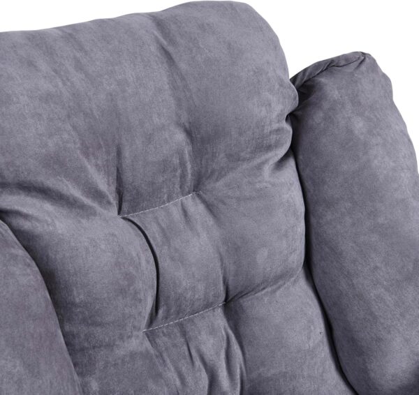Panana Armchair Accent Chair Lazy Chair Lounge Chair with Armrests Fabric Leisure Sofa Chair with Footstool (Dark Grey) - Image 8