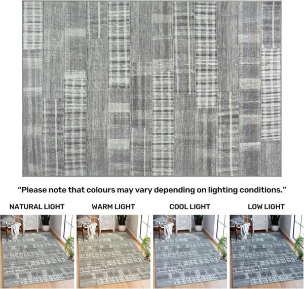Arty Rugs Machine Washable Rug, 122x170cm, 75% Recycled Cotton, Short Pile, Non-Slip Backing, Non-Shedding, Area Rugs for Living Room, Bedroom, Kitchen, Hallway, Office, Silver Grey - Image 8