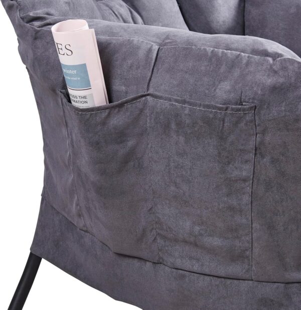 Panana Armchair Accent Chair Lazy Chair Lounge Chair with Armrests Fabric Leisure Sofa Chair with Footstool (Dark Grey) - Image 5