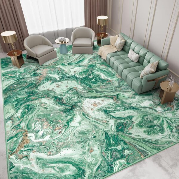 IKALIFE Area Rugs Living Room - 160x230 cm Machine Washable Rug, Soft Short Pile Non-Slip Large Rugs, Bedroom Dining Room Green Rug, Kitchen Office Home Modern Carpet - Image 2