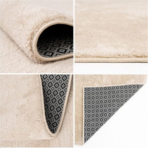 homeart Area Rugs – Soft, Short Pile Monochrome Carpets - Anti-Slip Backing, Machine Washable, Modern Fluffy Rugs for Living Room, Bedroom, Kitchen, Enterance - Cream, 60x110 cm - Image 8