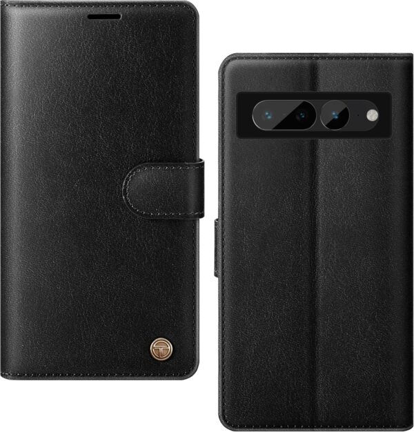 AIMOYU for Google Pixel 7 Pro 5G Case, Flip Wallet Leather Phone Case with [4 Card Slots] [Kickstand] [RFID Blocking] Magnetic Protective Shockproof Cover for Pixel 7 Pro Case - Black - Image 2