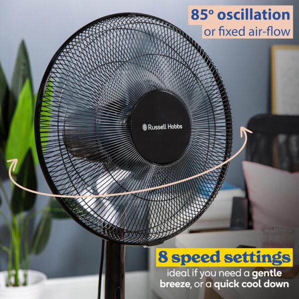 Russell Hobbs Tower Fan in Black - 3 in 1 Pedestal Fan with LED Display & Remote, 1.3m Height, 8 Speed Settings, Oscillating, 48W, 2 Year Guarantee - Image 5