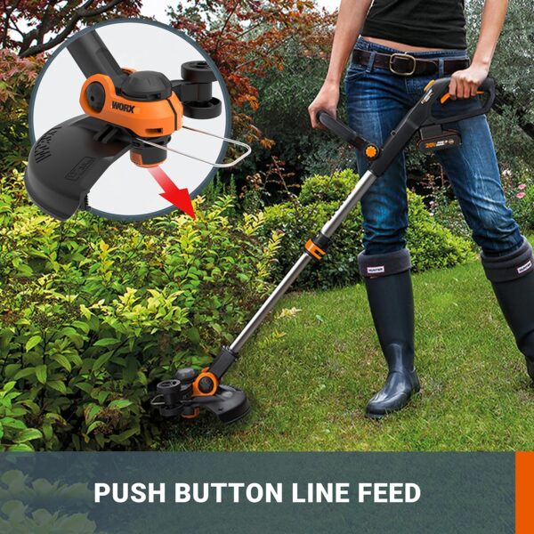 WORX 20V Cordless Grass Trimmer WG163E.3 with Fast Charger, 2 x 2,0Ah Batteries, PowerShare, 2-in-1 Strimmer/Edger, 90° Head pivots, Command Feed System - Image 5