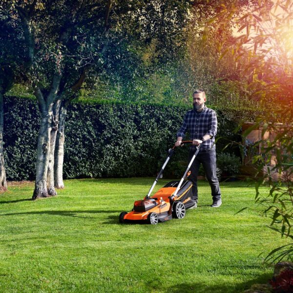 LawnMaster 48V 46cm Cordless Lawnmower with Spare Set of MX 24V 4.0Ah Batteries and 2 Fast Chargers. With Rear Roller, Grass Side Eject and Mulching Function, 2 Year Guarantee. For Larger Lawns. - Image 3
