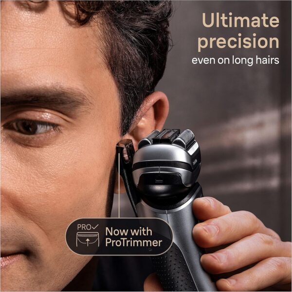 Braun Series 9 Pro Electric Shaver With 4+1 Head, ProLift Trimmer, 5-in-1 SmartCare Center & Leather Travel Case, UK 2 Pin Plug, 9465cc, Silver Razor - Image 4