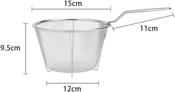 Angoily Stainless Steel Deep Fry Basket with Handle, Round Wire Fry Basket Deep Fryer Strainer for Frying (26X15X9. 5cm), Silver - Image 3
