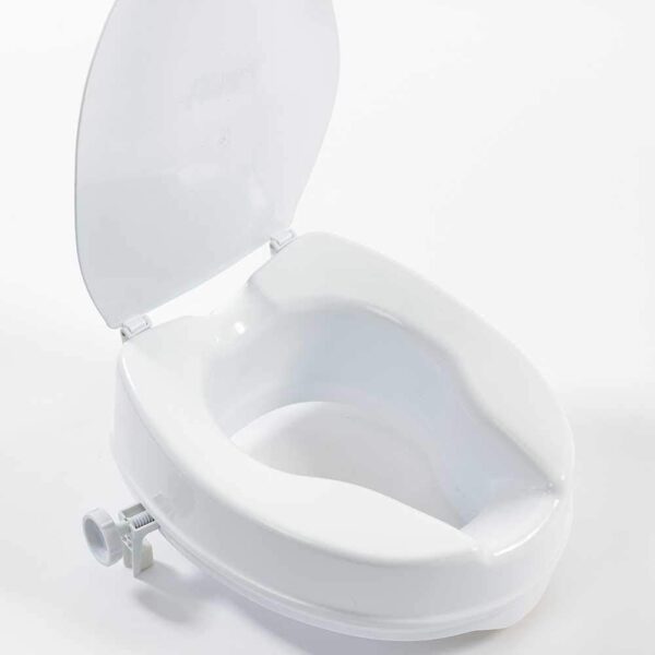 NRS Healthcare Linton Raised Toilet Seat with Lid, 100 mm / 4 inch, White - Image 5