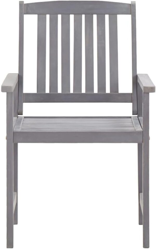 GCHDHAPB Home-Outdoor Home-Outdoor Furniture Sets,5 Piece Outdoor Dining Set Grey Solid Acacia Wood - Image 7