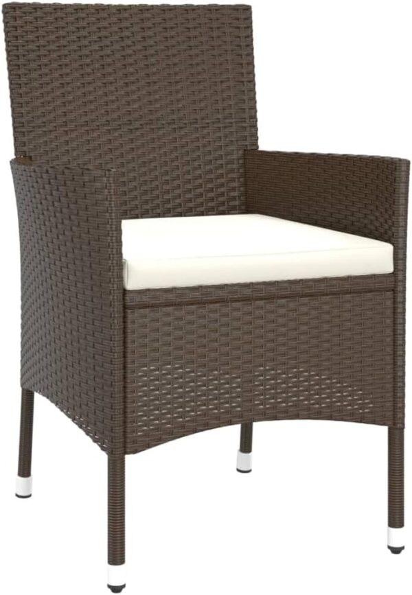 5 Piece Outdoor Bistro Set with Cushions Brown Poly Rattan Patio Furniture Collection - Image 6