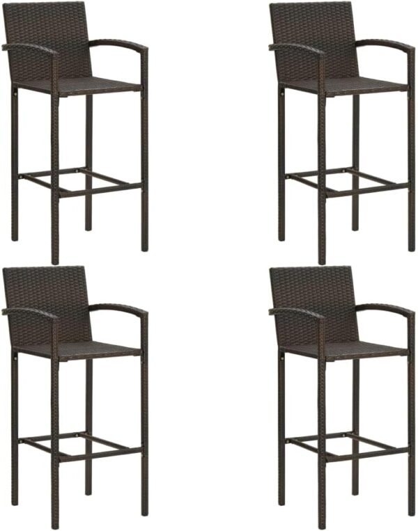 5 Piece Brown Outdoor Garden Bar Furniture Set Modern Patio Dining Set with Table and Chairs - Image 9