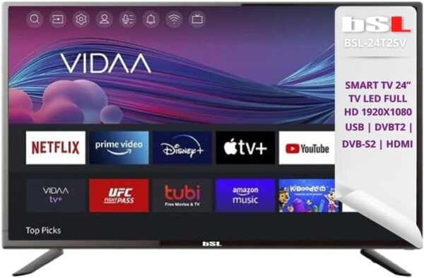 BSL-24T2SV VIDAA 24" BSL Smart TV | WiFi | RJ45 | Full HD 1920 x 1080p Resolution | USB | DVBT2/S2 | Compatible with YouTube, Netflix, Disney+, Dazn, Prime | HDMI - Image 3
