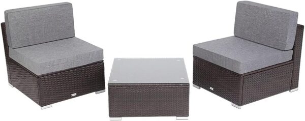 ZYMEN 3 Pieces Patio PE Wicker Rattan Sofa Set Patio Furniture Set Commemoration Day - Image 4
