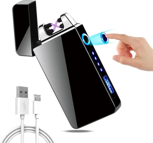 Gohytal USB Rechargeable Dual Arc Electric Plasma Windproof Lighter with Power Indicator - Windproof Lighters for Candles, Camping, Gifts for Dad, Men - Image 2
