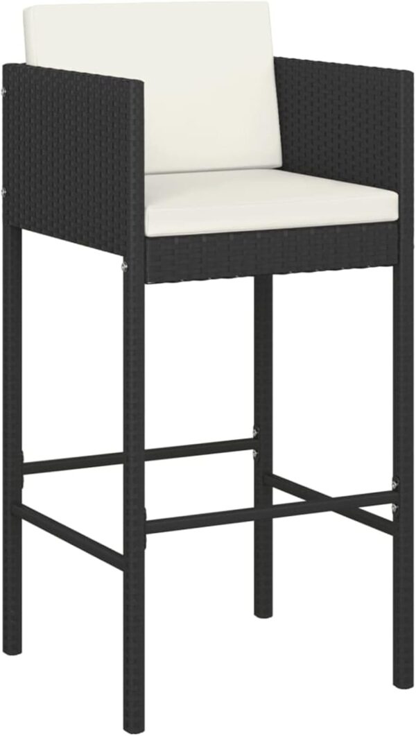 Outdoor Garden Bar Set w/Cushion Poly Rattan Bar Table & Stool 5 Piece Furniture Set Black Perfect for Gardens Patio & Deck - Image 3