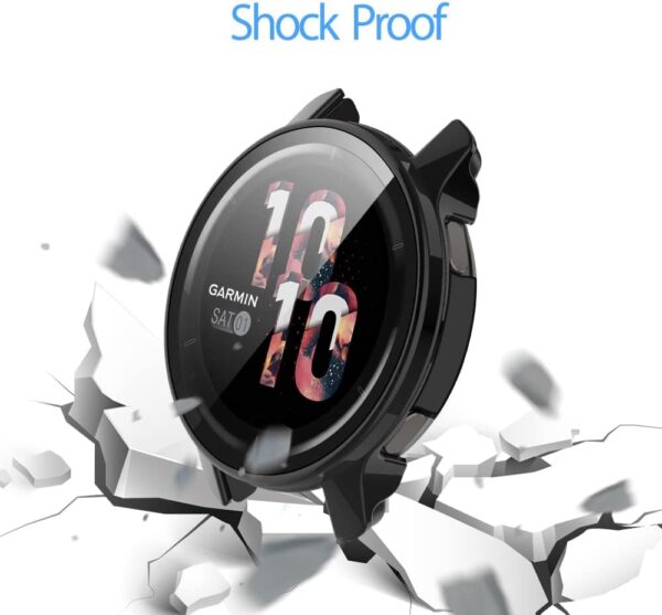 SeNool Case Compatible with Garmin Venu 2 / Vivoactive 4 (45mm), Hard PC Protective with Glass Screen [9H Hardness, Anti-Scratch, Bubble-Free] Protector Cover for Garmin Venu 2/Vivoactive 4 - Black - Image 5