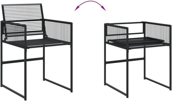 WKIEQACO Outdoor Outdoor Furniture Sets,9 Piece Garden Dining Set Black Poly Rattan - Image 8