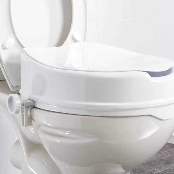 NRS Healthcare Linton Raised Toilet Seat with Lid, 100 mm / 4 inch, White - Image 4
