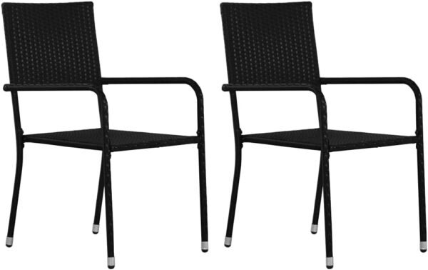 UJCHVHN Item-3 Piece Garden Dining Set Poly Rattan Black,Outdoor Outdoor Furniture Sets - Image 4