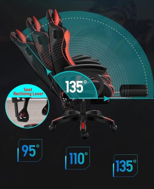 ANIFM Video Gaming Chair Racing Recliner,PC Gaming Chair with Footrest and Bluetooth Speakers Music Video Game Chair for Home and Office Comfortable anniversary - Image 7