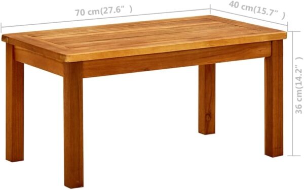 vidaXL Solid Acacia Wood Garden Coffee Table Outdoor Patio Terrance Backyard Furniture Wooden Durable Porch End Side Tea Couch Table - Image 3