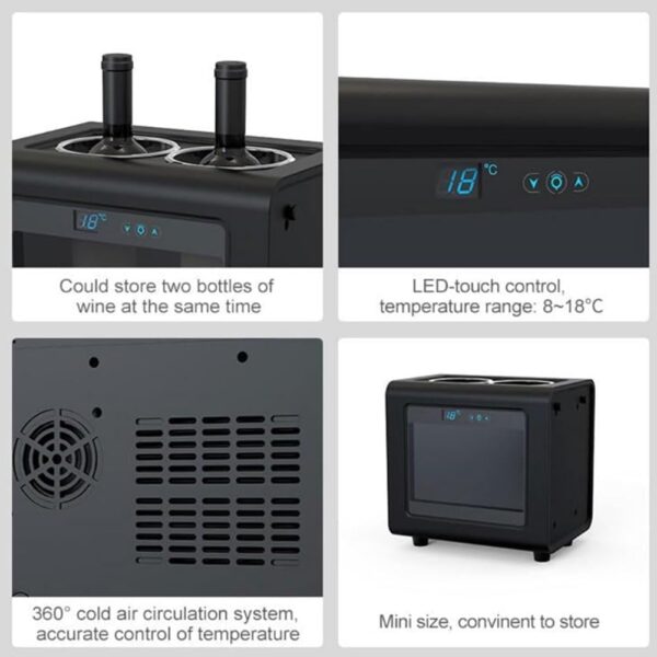 Electric Wine Chiller Refrigerator, Mini Electric Wine Chiller for Wine and Beverages, Countertop Wine Bottle Cooler with Smart Thermostat Control and LED Touch Button, for Beer Water Milk Wine Drink - Image 6
