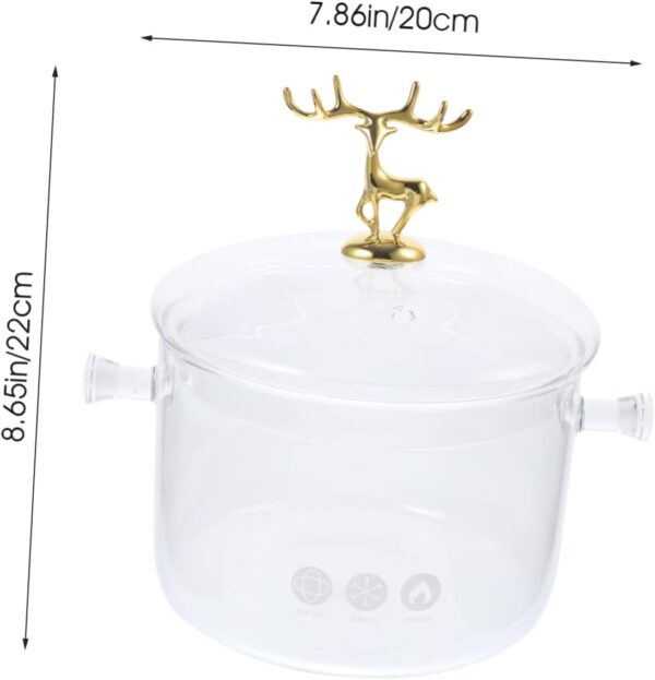 IMIKEYA Glass Stew Pot Lid Double Ear Design for Easy Handling Multi-Purpose Pot for Home Commercial Use - Image 3