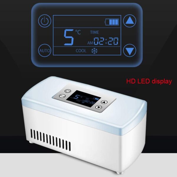 Insulin Cool Box Refrigerator Insulin Refrigerated Box/Portable Storage Small Fridge, Smart Rechargeable Car/Home Cooler/0-18 °C Temperature Control Lithium Battery Life - Image 5