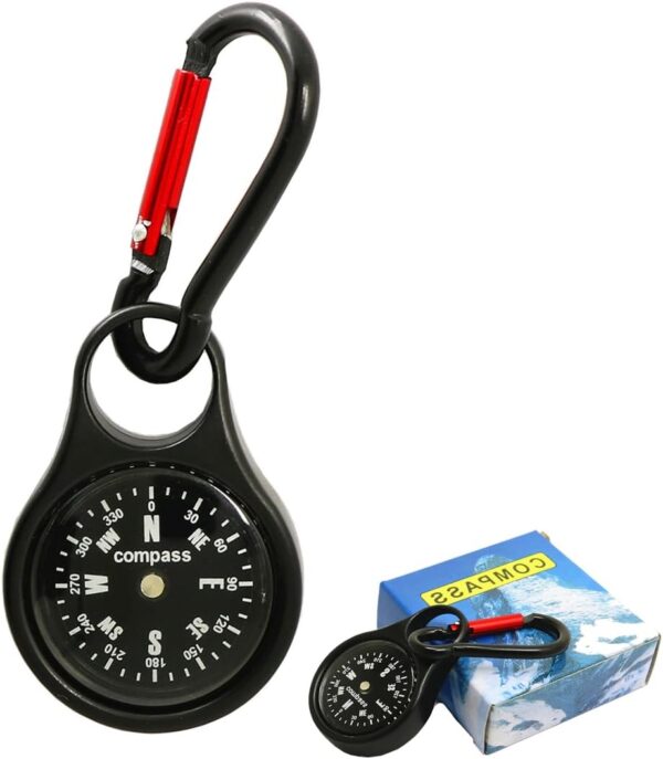 Compass with Carabiner,Zinc Alloy Clip-on Compass Keyring,Mini Survival Compass,Pocket Compass for Outdoor Camping Hiking Hunting Mountaineering - Image 2