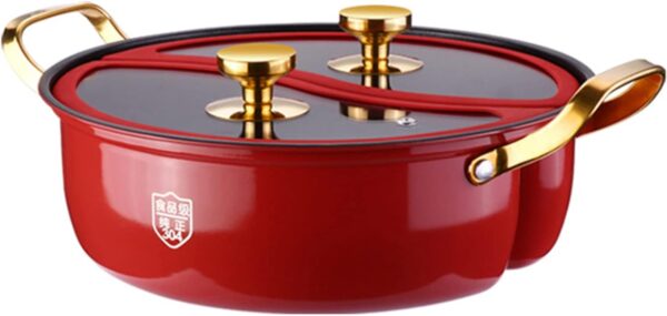 JHLP Yinyang Hot Pot Yuanyang Pot - Non-Stick Skillet Wok With Divider And 2 Lid - Ultimate Dual Sided Nonstick Frying Pan For Induction Cooktop And Gas Stove - Image 2