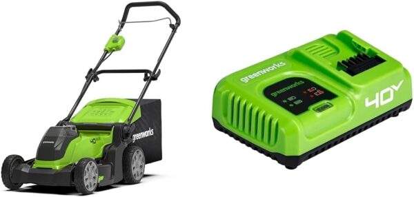 Greenworks G40LM41 Cordless Lawnmower, 41cm Cutting Width, 2 x 40V Battery, 40V 5A Rapid Charger - Image 2