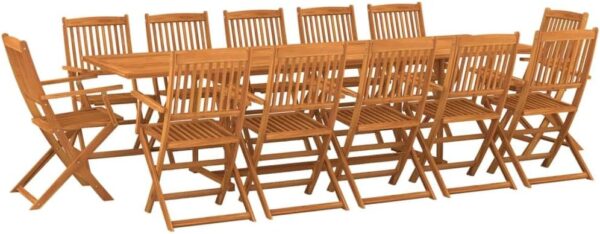 NQJIBUE Item-13 Piece Garden Dining Set 280x90x75 cm Solid Wood Acacia,Outdoor Outdoor Furniture Sets - Image 3