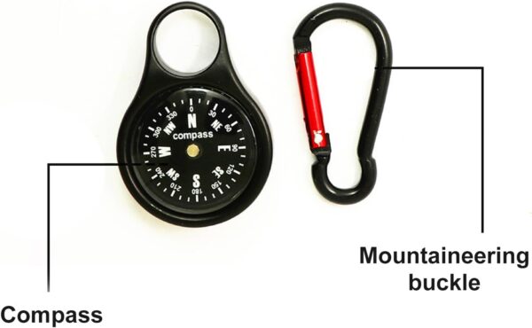 Compass with Carabiner,Zinc Alloy Clip-on Compass Keyring,Mini Survival Compass,Pocket Compass for Outdoor Camping Hiking Hunting Mountaineering - Image 3