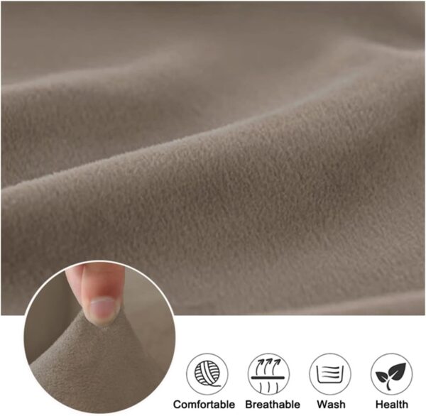 Modern Velvet Recliner Slipcover Set Elastic Massage Chair Cover for 2 Seater Recliner Sofa Soft Washable Solid Color Taupe - Image 4