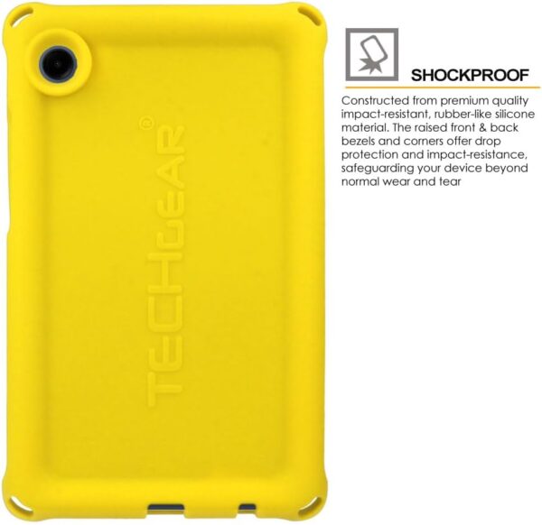 TECHGEAR Bumper Case fits Samsung Galaxy Tab A9 8.7" 2023 (SM-X110 / SM-X115) Rugged Shockproof Soft Silicone Protective Easy Grip Anti-Slip Body Case with Screen Film, Kids Proof Case [Yellow] - Image 6