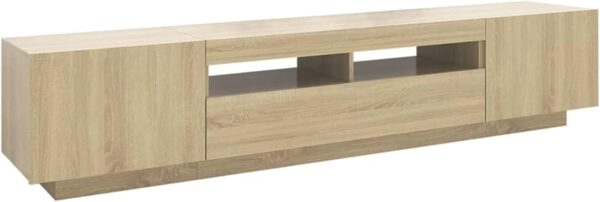 IKAYAA TV Cabinet with LED TV tables for living room TV unit TV Stand Sideboard Entertainment Centre TV Console Media Unit HiFi Cabinet for Living Room Bedroom-sonoma oak-200x35x40 cm - Image 8